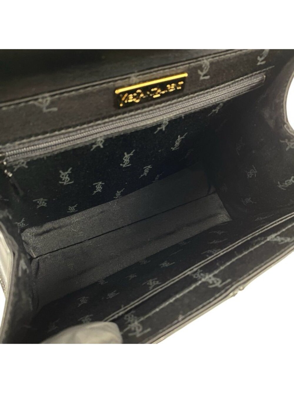 Saint Laurent Vintage YSL Logo Leather Handbag Black - Picture 9 of 10